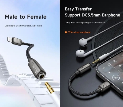 Picture of Mcdodo CA-501 Lightning to 3.5mm Dongle - Black