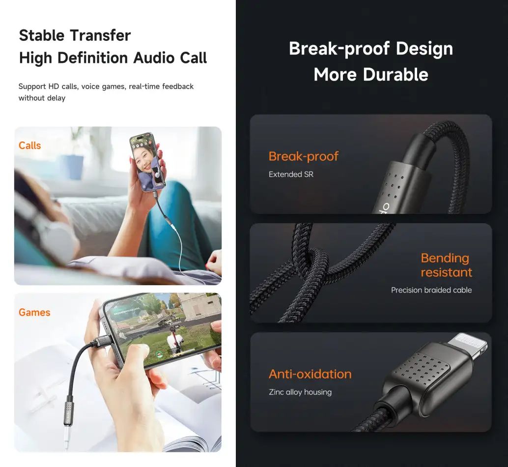 Picture of Mcdodo CA-501 Lightning to 3.5mm Dongle - Black