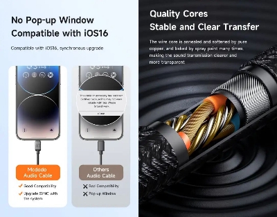 Picture of Mcdodo CA-501 Lightning to 3.5mm Dongle - Black