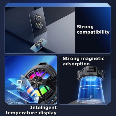 Picture of P60 Magnetic/ Back-clip Semiconductor Cooling Radiator P60 with RGB Light for IOS Android Gaming - Black