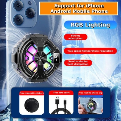 Picture of P60 Magnetic/ Back-clip Semiconductor Cooling Radiator P60 with RGB Light for IOS Android Gaming - Black