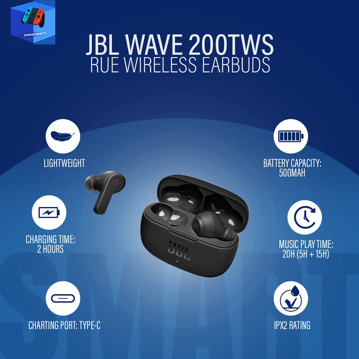 Picture of Jbl Wave 200TWS True Wireless Earbuds(Original 1 year replacement warranty) - Black