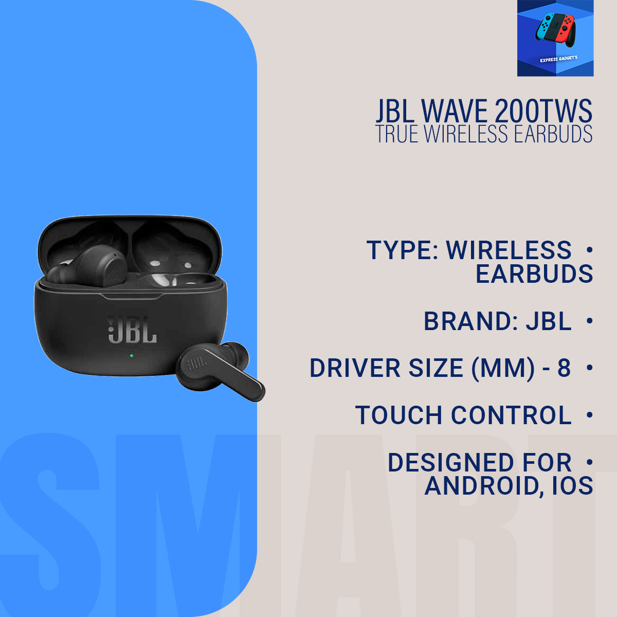 Picture of Jbl Wave 200TWS True Wireless Earbuds(Original 1 year replacement warranty) - Black