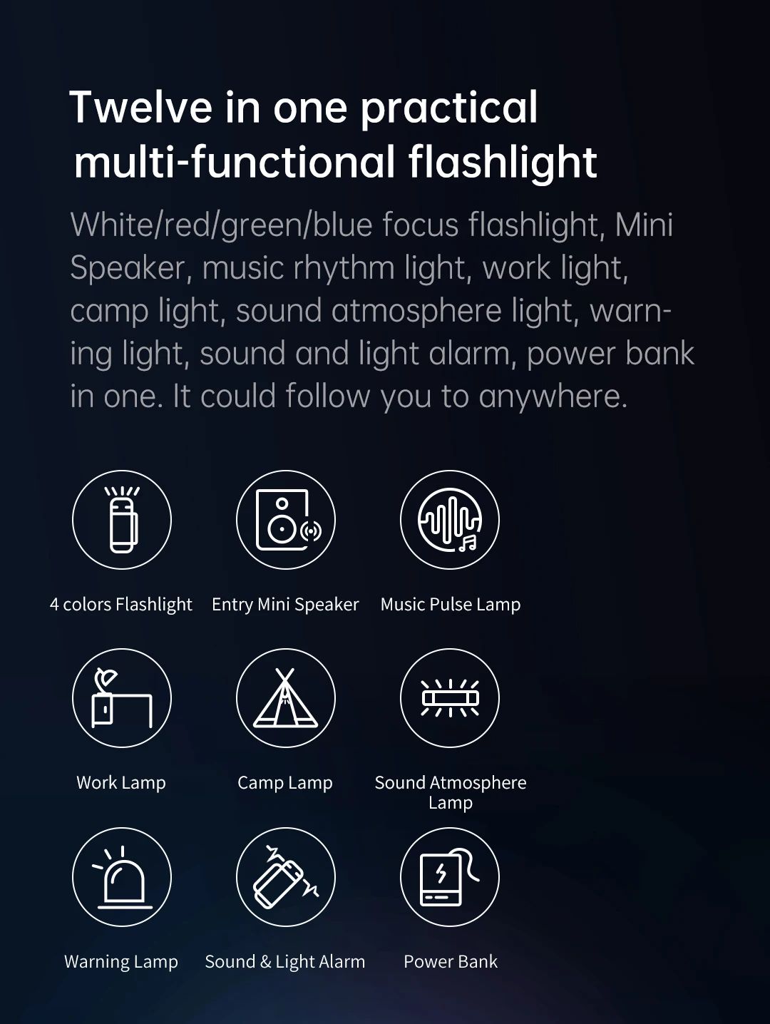 Picture of Xiaomi NexTool (NE20161) Outdoor 12 in1 Thunder Music Flashlight(1 year replacement warranty) - Black