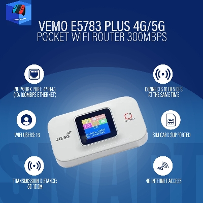 Picture of VEMO E5783 Plus 4G/5G Pocket Wifi Router 300mbps(2 years replacement warranty) - White