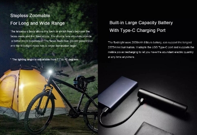 Picture of Xiaomi Mijia Beebest 1000LM Flash Light - Black