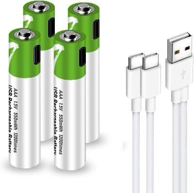Picture of Smartoools 1.5V Type-C Rechargeable Batteries AAA (4-Pack) With Type-C Cable(original) - Green