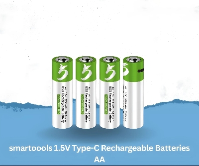 Picture of smartoools 1.5V Type-C Rechargeable Batteries AA (4-Pack) With Type-C Cable(original) - Green