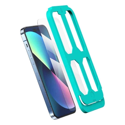 Picture of USAMS US-BH805 Full Screen HD Tempered Glass With Installation Tool For iPhone 14Pro max - Turquoise