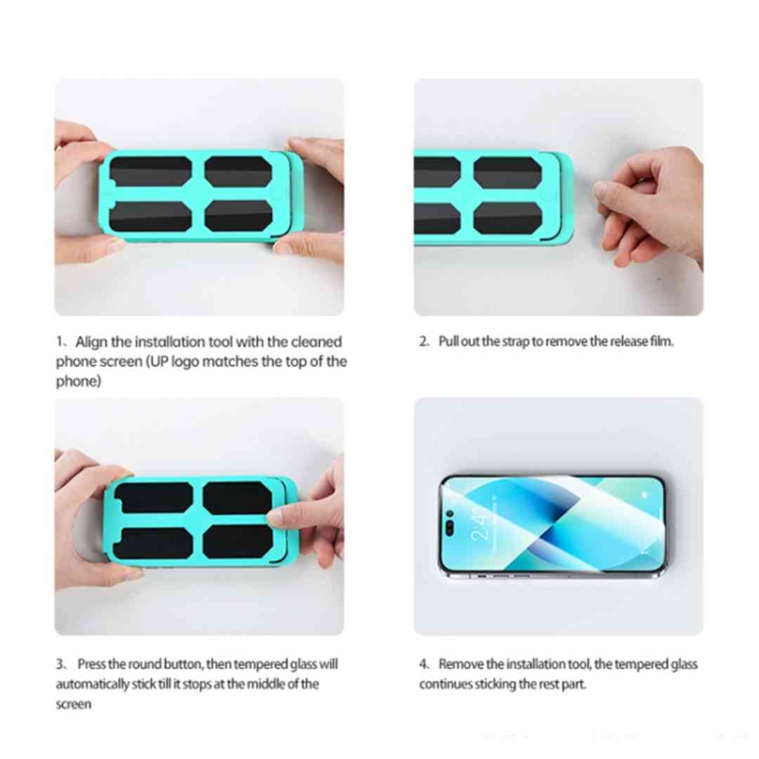 Picture of USAMS US-BH805 Full Screen HD Tempered Glass With Installation Tool For iPhone 14Pro max - Turquoise