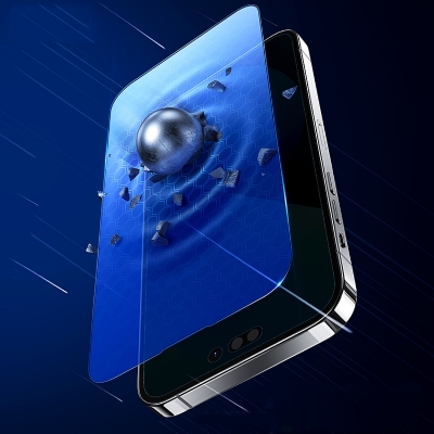 Picture of USAMS US-BH833 Anti-spy HD Tempered Glass Privacy Screen Protector with Installation Tool for iPhone 14Pro - Black