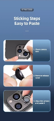 Picture of USAMS US-BH791 Camera Lens Alloy Ring Glass for iPhone 13  - Black