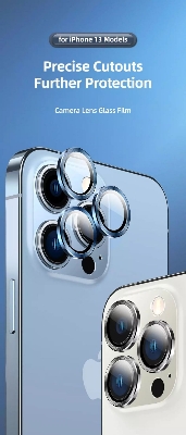 Picture of USAMS US-BH791 Camera Lens Alloy Ring Glass for iPhone 13  - Black