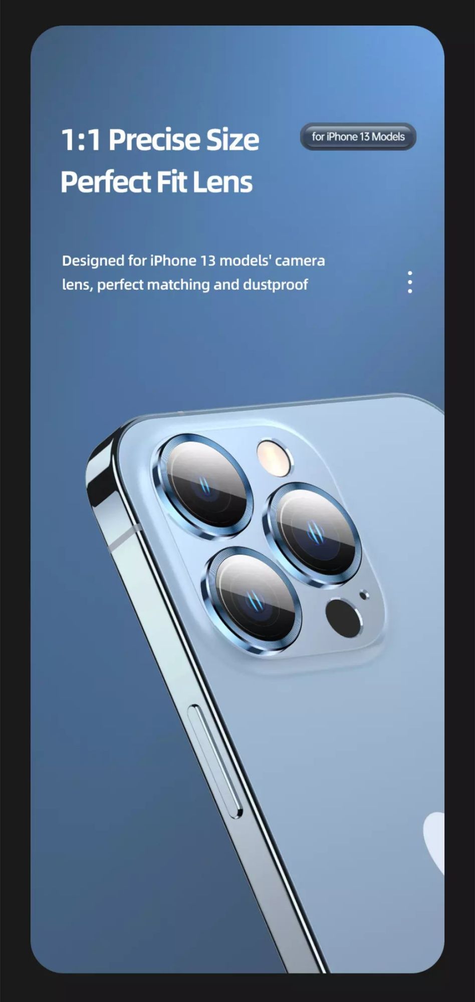 Picture of USAMS US-BH791 Camera Lens Alloy Ring Glass for iPhone 13  - Black