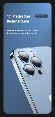 Picture of USAMS US-BH791 Camera Lens Alloy Ring Glass for iPhone 13  - Black