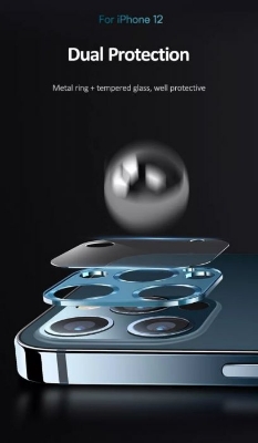 Picture of USAMS Metal Camera Lens Glass Film For iPhone 12 Pro - Black
