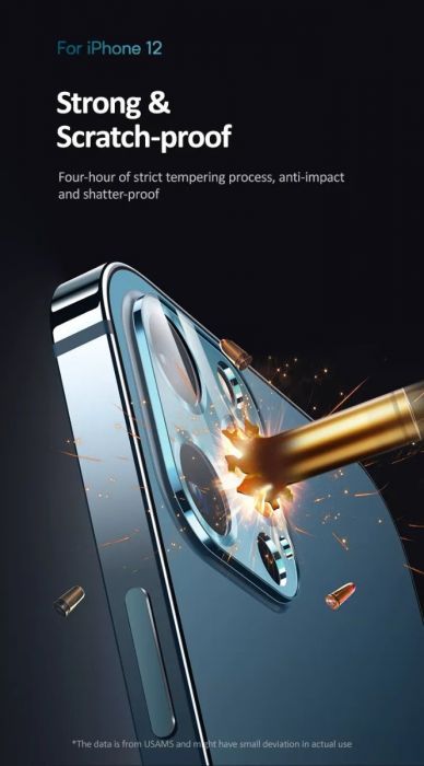 Picture of USAMS Metal Camera Lens Glass Film For iPhone 12 Pro - Black