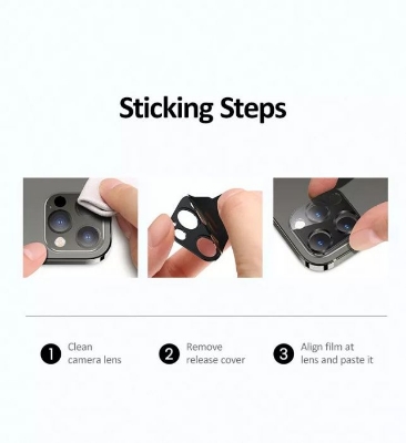 Picture of USAMS Metal Camera Lens Glass Film For iPhone 12 Pro - Black