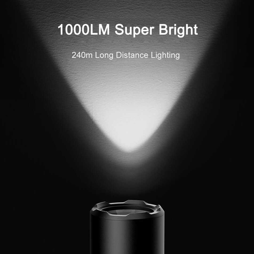Picture of Xiaomi MIjia Multifunctional 1000lm LED Flashlight Torch with IPX4 Rechargeable 3100mAh Battery - Black