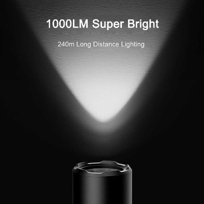Picture of Xiaomi MIjia Multifunctional 1000lm LED Flashlight Torch with IPX4 Rechargeable 3100mAh Battery - Black