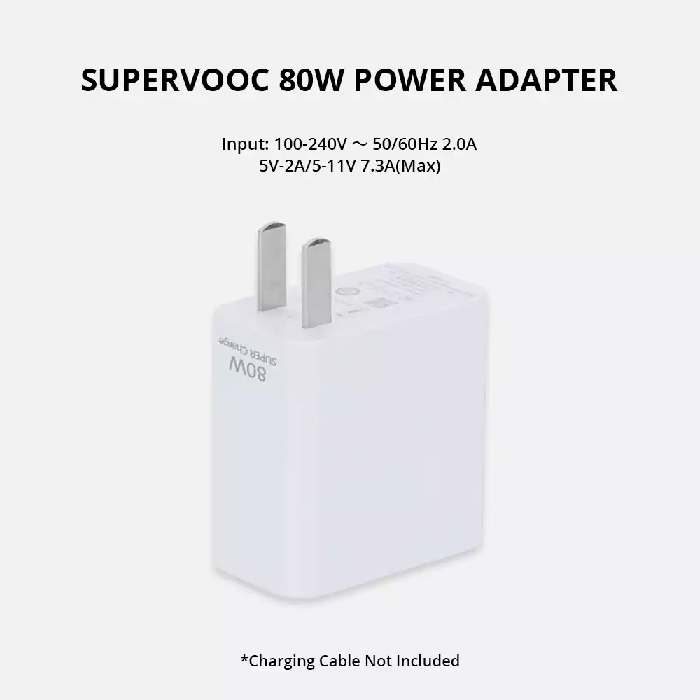 Picture of OnePlus SUPERVOOC 80W Power Adapter with Type-A to Type-C Cable(1 year replacement warranty) - White