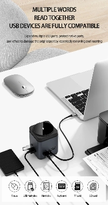 Picture of WiWU Wi-W025 9 in 1 Multi Ports Docking Station and Magsafe Wireless Charger - Black