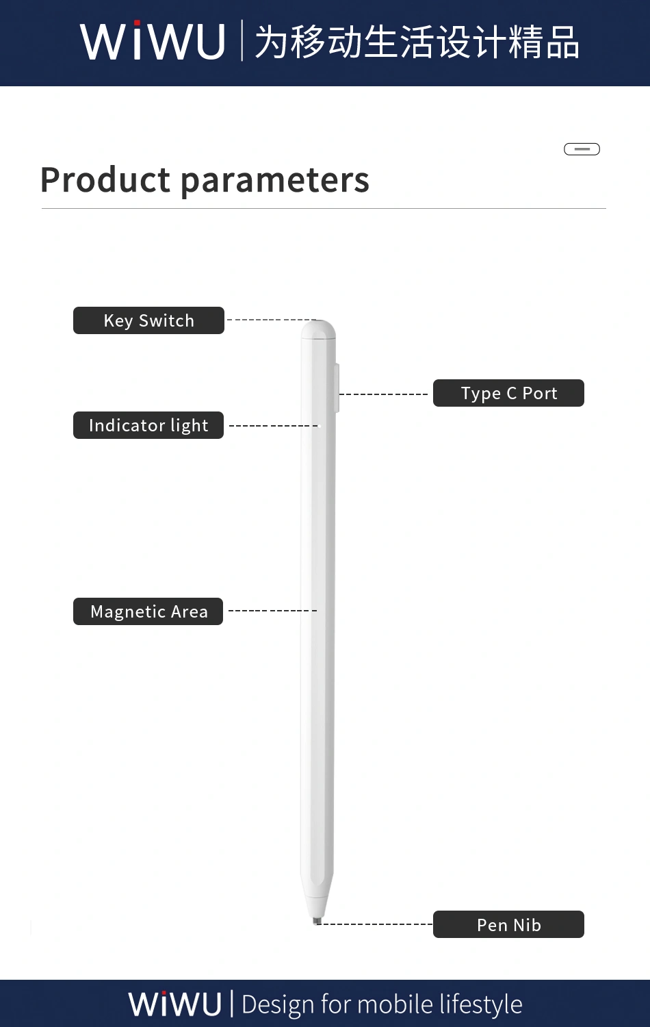 Picture of WiWU Pencil Max Universal Stylus Pen - White