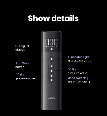 Picture of UGREEN ET501 Greenlink Air Pump Inflator Multi-function Portable - Black