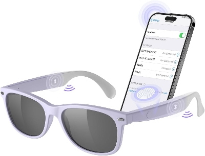 Picture of Smart Bluetooth Sunglasses, XO Smart Bluetooth Audio Glasses for Women Men,Athletic/Outdoor UV Protection Riding, Driving,Fishing, Running (Purple) - Purple