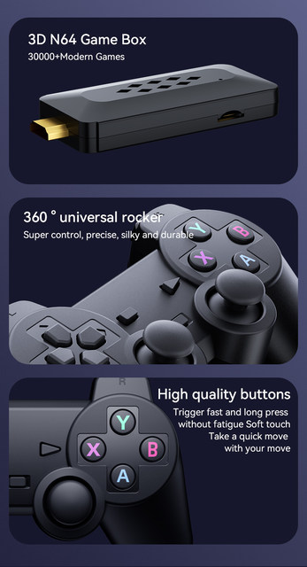 Picture of GEARUP 64G BUILT-IN 20000 GAMES STICK 2 WIRELESS CONTROLLER GAMEPAD 4K HD VIDEO GAME CONSOLE - Black