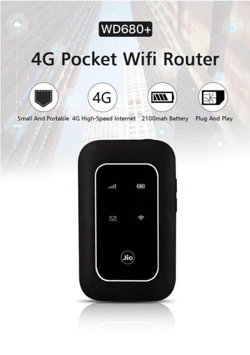 Picture of Jio WD680+ LTE-Advanced Mobile Wi-Fi Hotspot Pocket Router(2 year replacement warranty) - Black