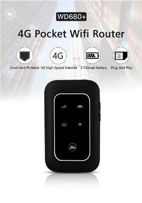 Picture of Jio WD680+ LTE-Advanced Mobile Wi-Fi Hotspot Pocket Router(2 year replacement warranty) - Black