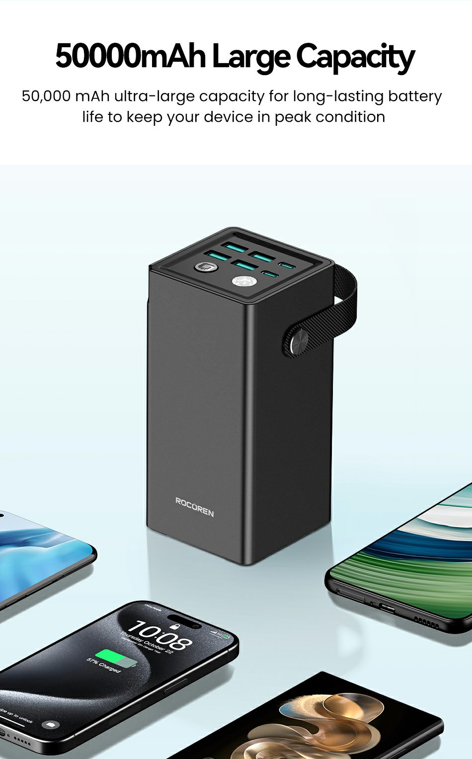 Picture of Rocoren 50,000mAh 22.5W Power Bank - Black