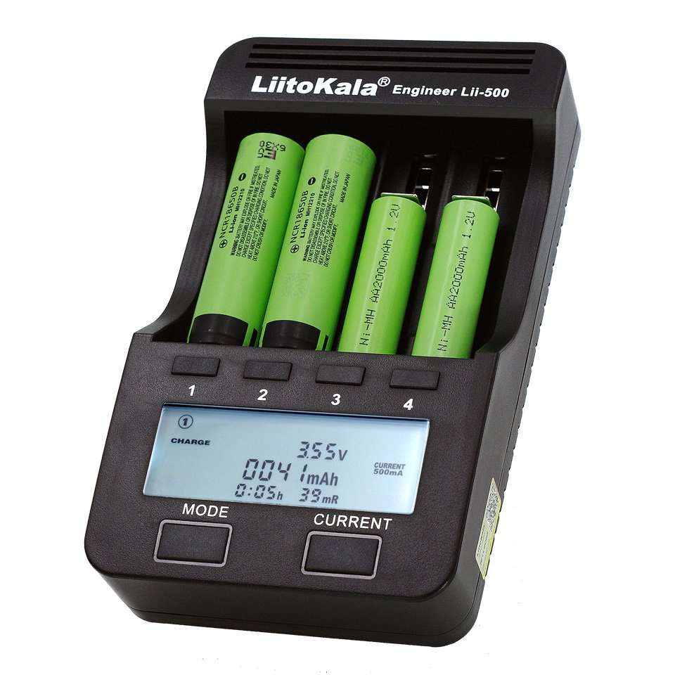Picture of Liitokala Engineer Lii-500 4-Slot LCD Smart Universal Battery Tester Charger - Black