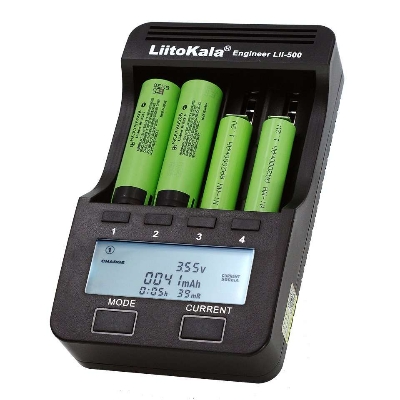 Picture of Liitokala Engineer Lii-500 4-Slot LCD Smart Universal Battery Tester Charger - Black