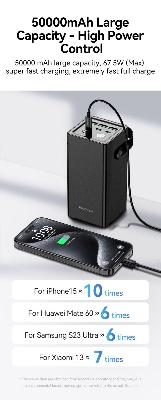 Picture of Rocoren 50000mAh (3C+3A) 67.5W Power Bank - Black