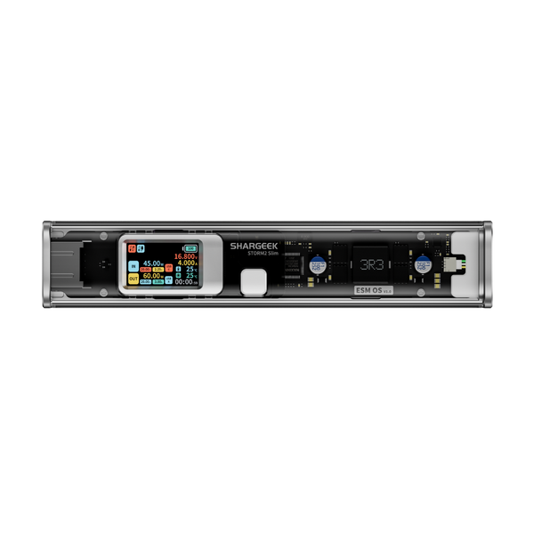 Picture of See-Through Power Bank: Shargeek STORM2 Slim 100w power bank continues the transparent design by displaying itself from the inside out. The see-through design portable battery reveals its sophisticated internal structure including equipped battery and cir - White