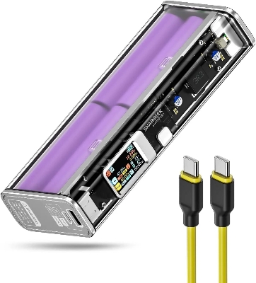 Picture of See-Through Power Bank: Shargeek STORM2 Slim 100w power bank continues the transparent design by displaying itself from the inside out. The see-through design portable battery reveals its sophisticated internal structure including equipped battery and cir - White