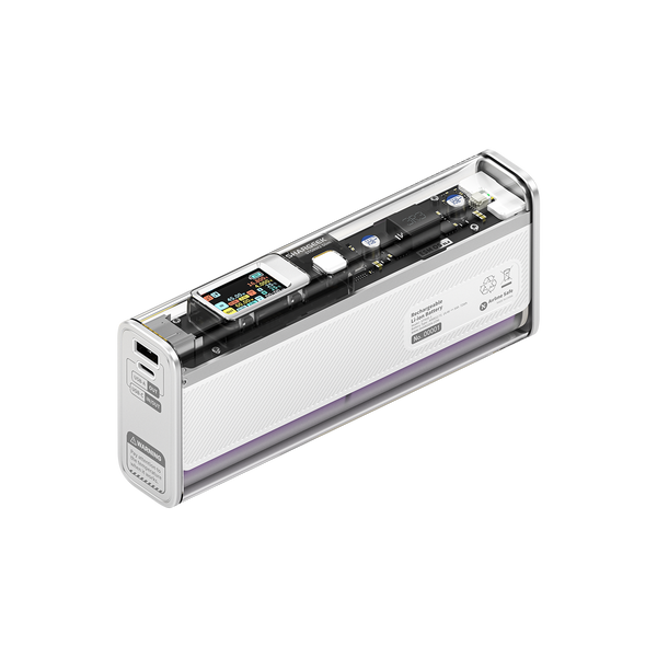 Picture of See-Through Power Bank: Shargeek STORM2 Slim 100w power bank continues the transparent design by displaying itself from the inside out. The see-through design portable battery reveals its sophisticated internal structure including equipped battery and cir - White