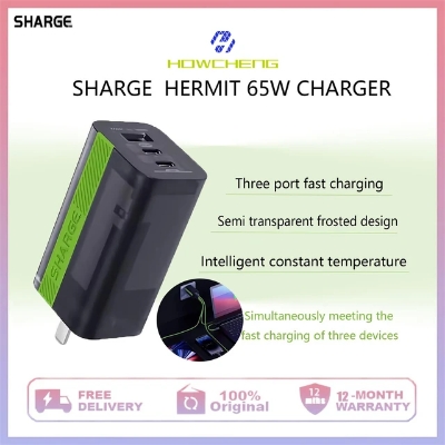 Picture of Sharge/Shargeek 65W gallium nitride type-c charger PD multi-port fast charge laptop 65W charging head 2C1A global product ( 1 year replacement warranty) - Black
