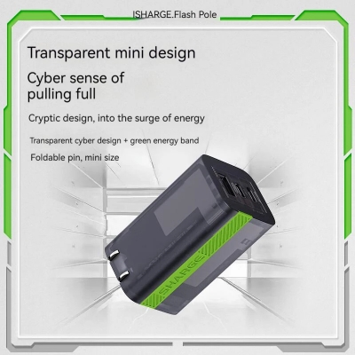 Picture of Sharge/Shargeek 65W gallium nitride type-c charger PD multi-port fast charge laptop 65W charging head 2C1A global product ( 1 year replacement warranty) - Black