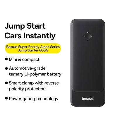 Picture of Baseus Super Energy Alpha Series Jump Starter 600A Portable Compact Car Emergency Start Power 6000mAh Battery - Black