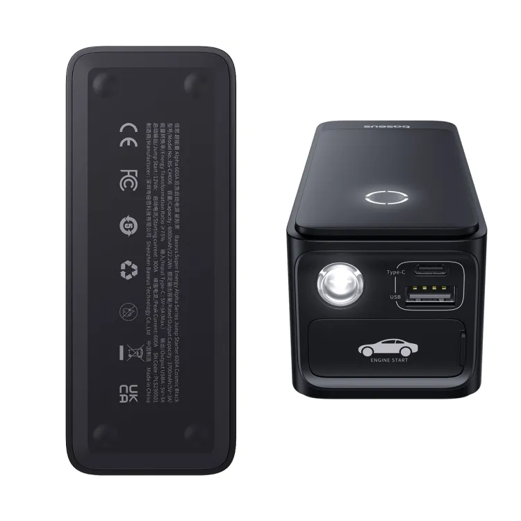 Picture of Baseus Super Energy Alpha Series Jump Starter 600A Portable Compact Car Emergency Start Power 6000mAh Battery - Black