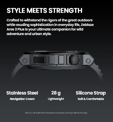 Picture of Zeblaze ARES 3 Plus Bluetooth Calling Smart Watch - Black