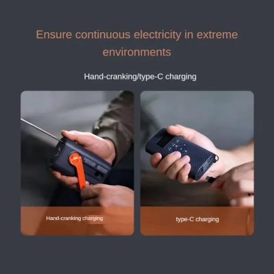 Picture of NexTool 6 In 1 Emergency Radio Hand Crank AM FM Outdoor Portable Weather Radio with 4500mAh Power Bank Phone Charger - Black