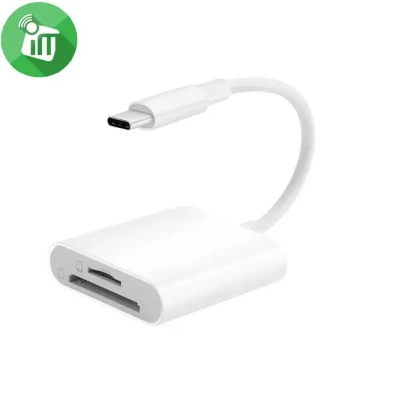 Picture of COTEetCI 33019 USB-C 2 in 1 Card Reader - White