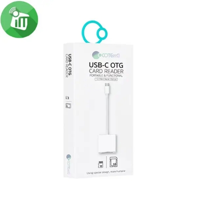 Picture of COTEetCI 33019 USB-C 2 in 1 Card Reader - White