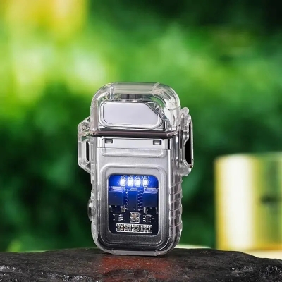 Picture of Rechargeable Lighter Transparent Waterproof ARC Electric USB Camping Flash light - White