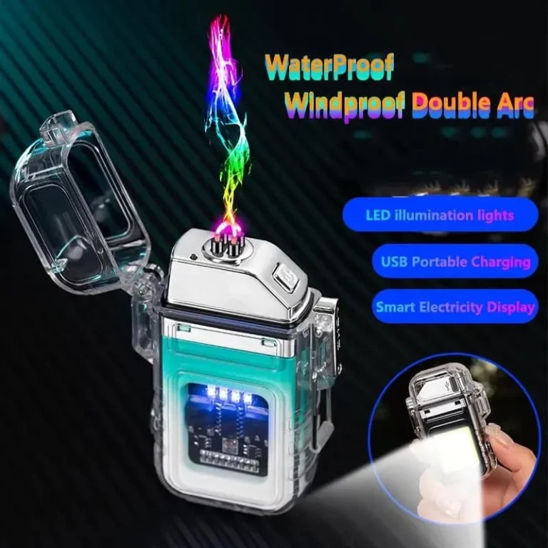 Picture of Rechargeable Lighter Transparent Waterproof ARC Electric USB Camping Flash light - White