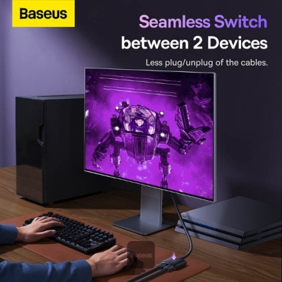 Picture of Baseus AirJoy Series 2-in-1 Bidirectional HDMI Switch with 1m Cable Cluster Black - Black